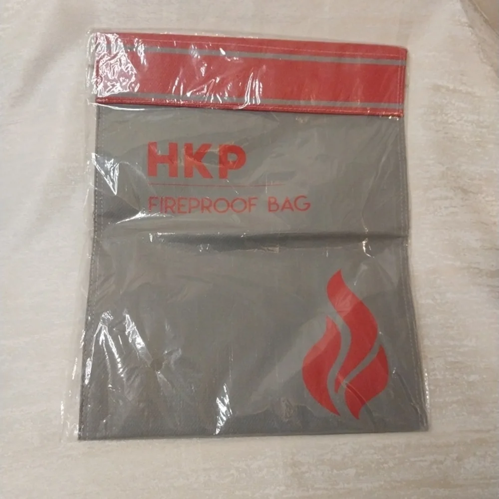 Fireproof Document Bag — Gray with Red Trim